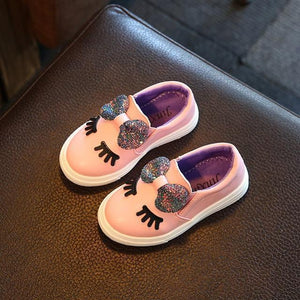 Bow Eyes Sequined Flats Slip-On Shoes Toddler+Youth Girl