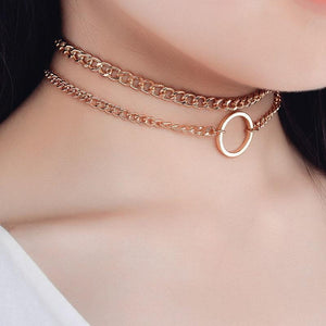 Double Layer O-ring Choker Necklace