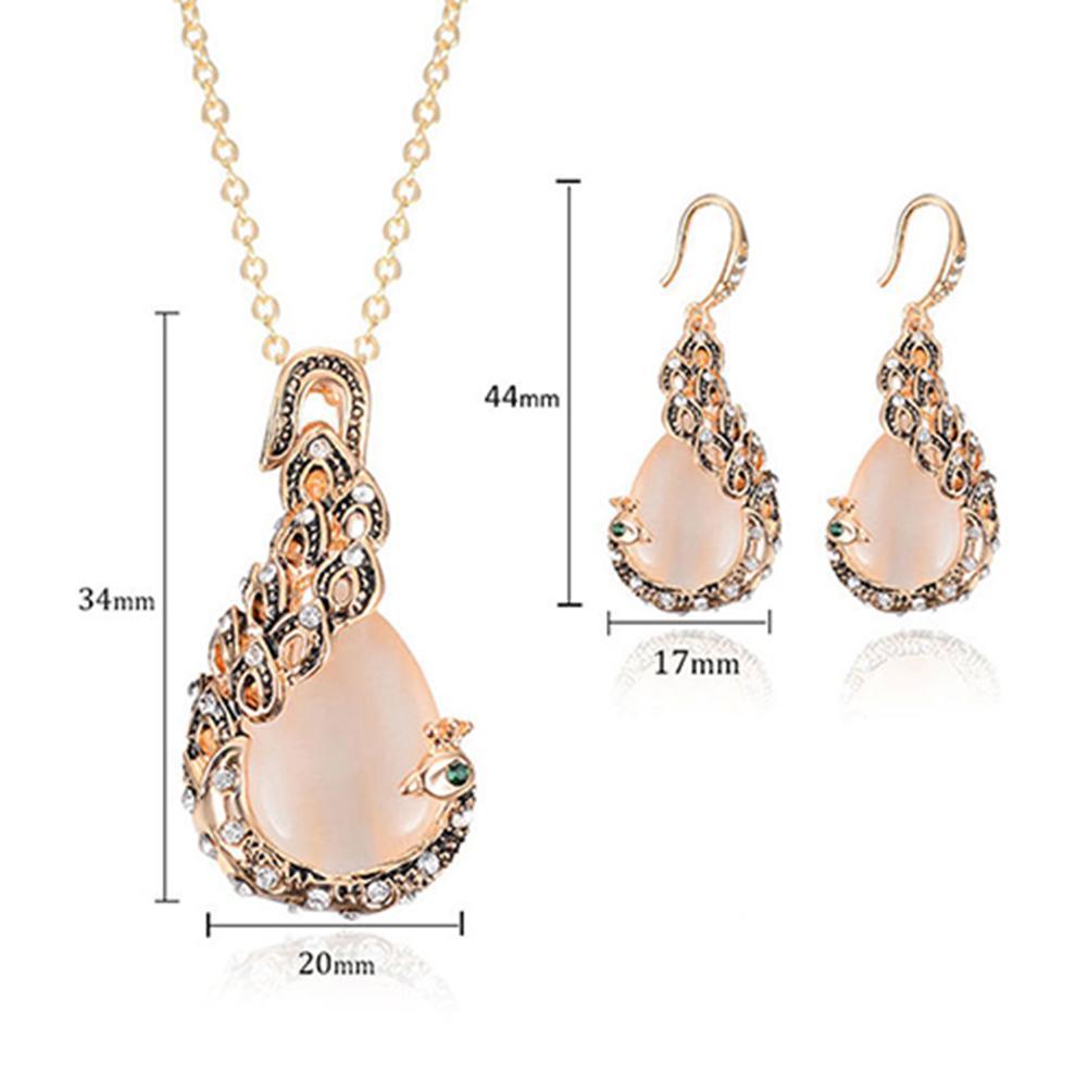 Rose Gold Water Drop Rhinestone Jewelry Set