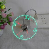 USB Mini Flexible Time LED Clock Fan With LED Light with Flexible Usb Clock
