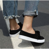 Women Nubuck Loafers Casual Bowknot Shoes