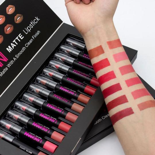 Long-Lasting Waterproof Matte Lipstick (12 Pcs/set)