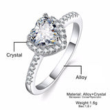 Fashion Crystal Heart Shaped Wedding Ring