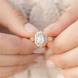 Diamond Vintage Engagement Ring Rose Gold Zircon Ring