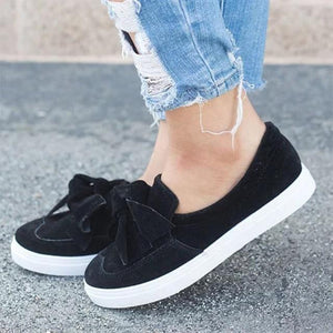 Women Nubuck Loafers Casual Bowknot Shoes