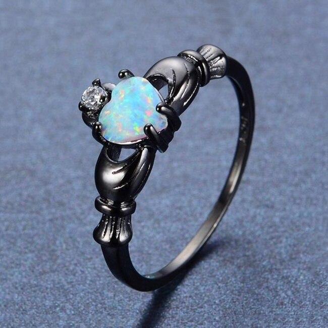 Fire Opal Heart Ring