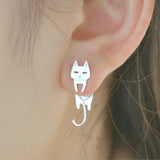 Silver Cat Fish Stud Earrings