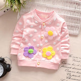 Baby Girls Outwear Flowers Coats Button Warm Toddler