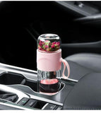 390ml Portable Double Wall Glass Travel Tea Infuser Bottle