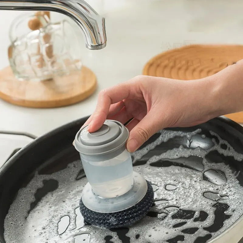 Portable Soap Dispensing Dishwashing Brush