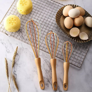 Stainless Steel Whisk Creamer with Beech Wood Handle