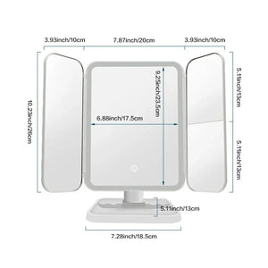 Tri-Fold LED Makeup Mirror with Adjustable Lighting
