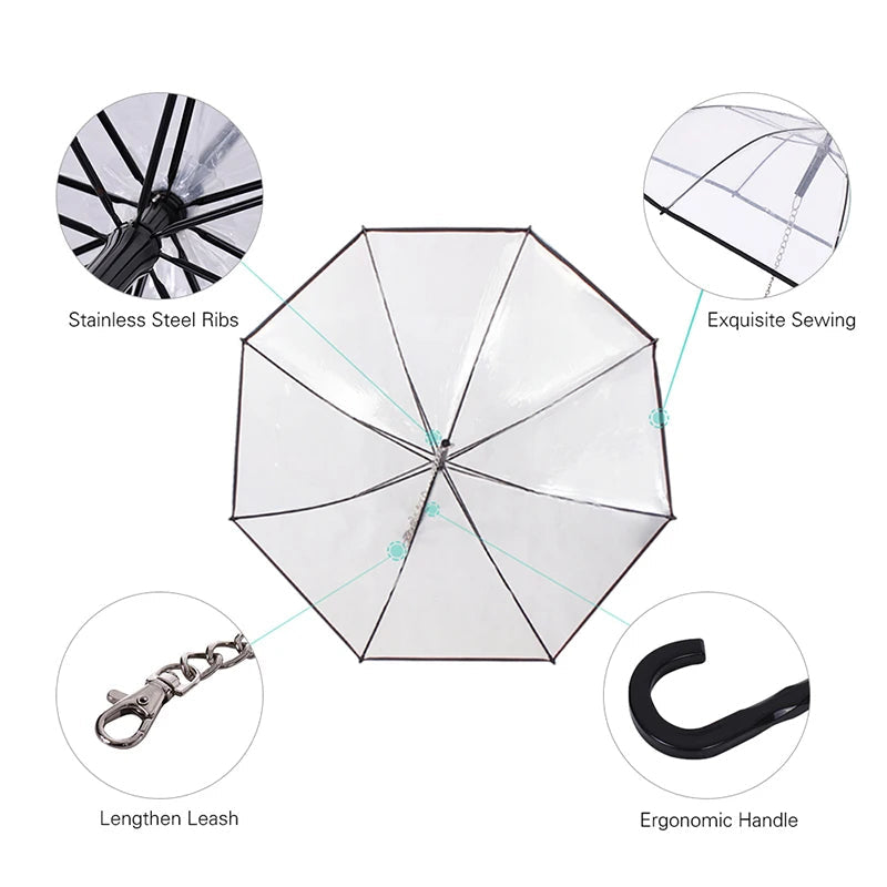 PawGuard™️ Transparent Pet Umbrella with Leash