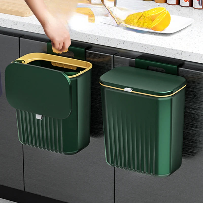 Wall-Mounted Kitchen Trash Can with Lid