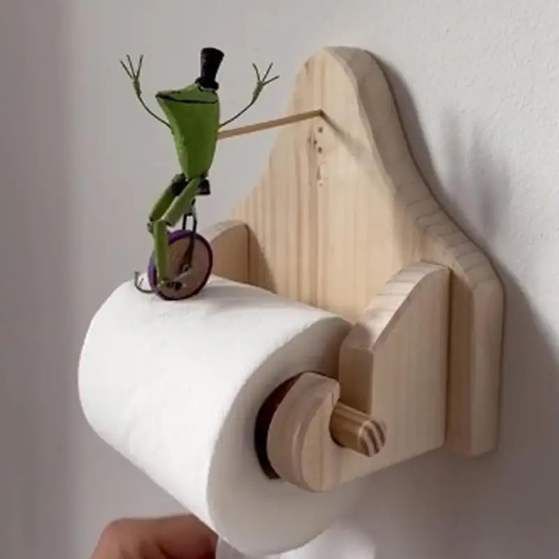 Wooden Frog Toilet Paper Holder