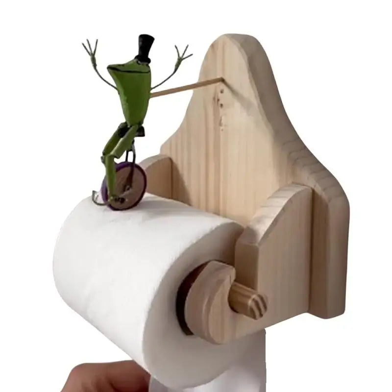 Wooden Frog Toilet Paper Holder