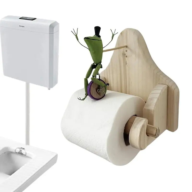 Wooden Frog Toilet Paper Holder