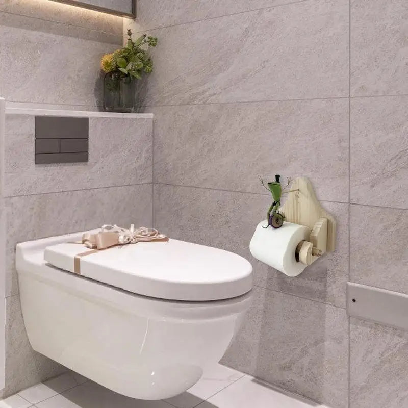 Wooden Frog Toilet Paper Holder