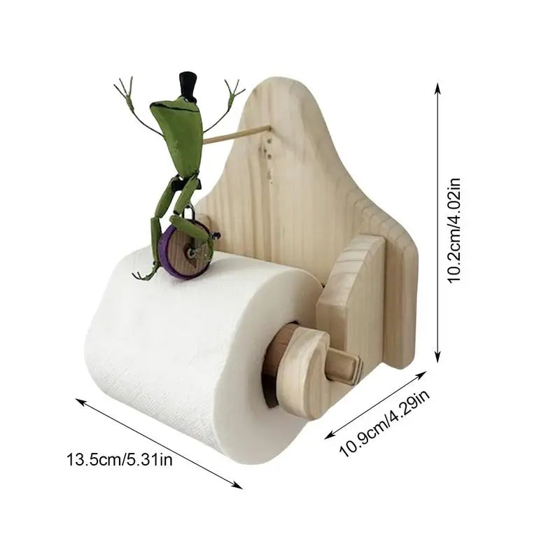 Wooden Frog Toilet Paper Holder