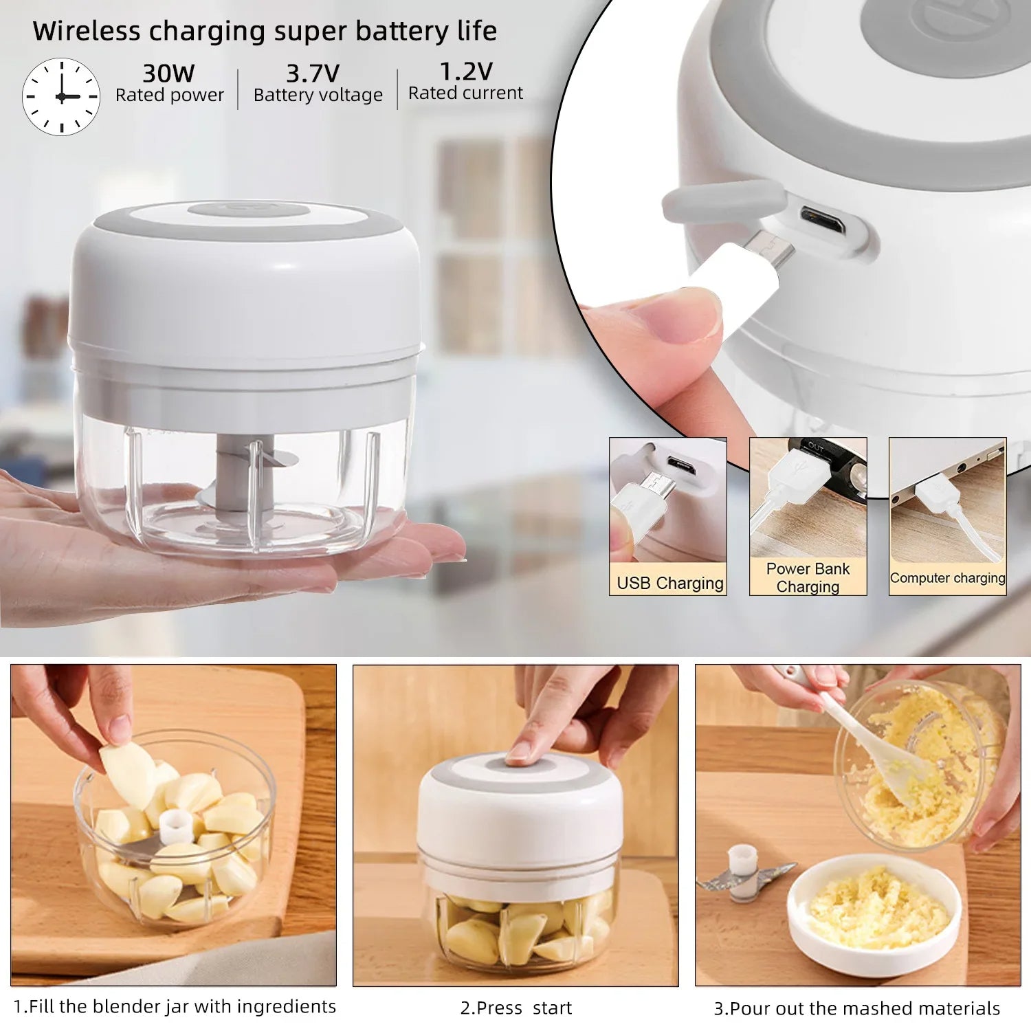 Portable Electric Mini Garlic Chopper