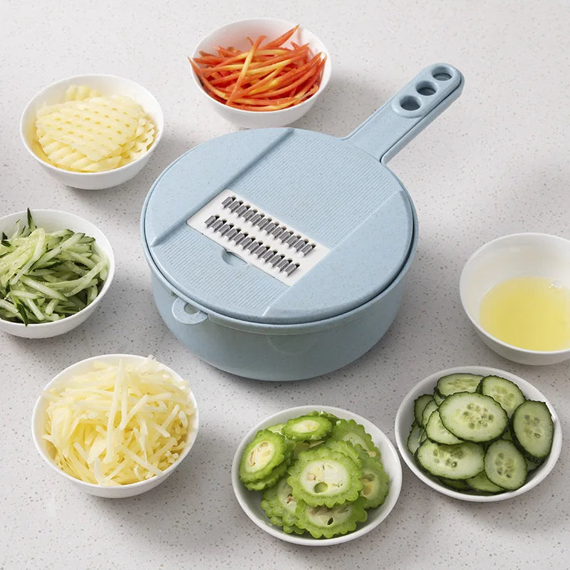 Multi-functional Vegetable Grater & Cutter with Basin