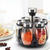 360° Rotating Spice Jar Glass Organizer