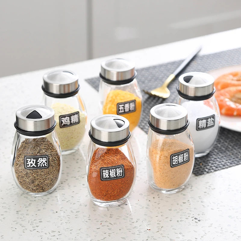 360° Rotating Spice Jar Glass Organizer