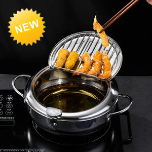 Japanese Style Deep Frying Pot with Thermometer Lid