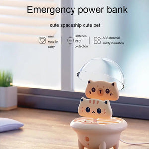 Cute Cat Mini Power Bank with LED Night Light