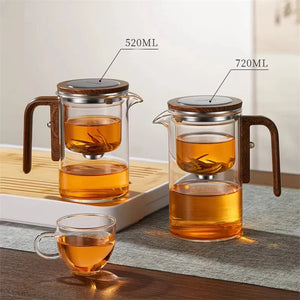 MagnetEase Glass Tea Pot with Wood Handle