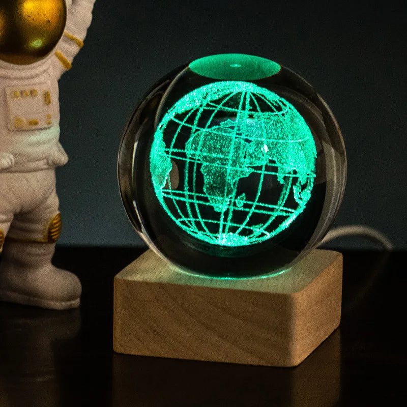 Celestial Glow: 3D Soccer Basketball Crystal Lamp