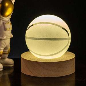 Celestial Glow: 3D Soccer Basketball Crystal Lamp