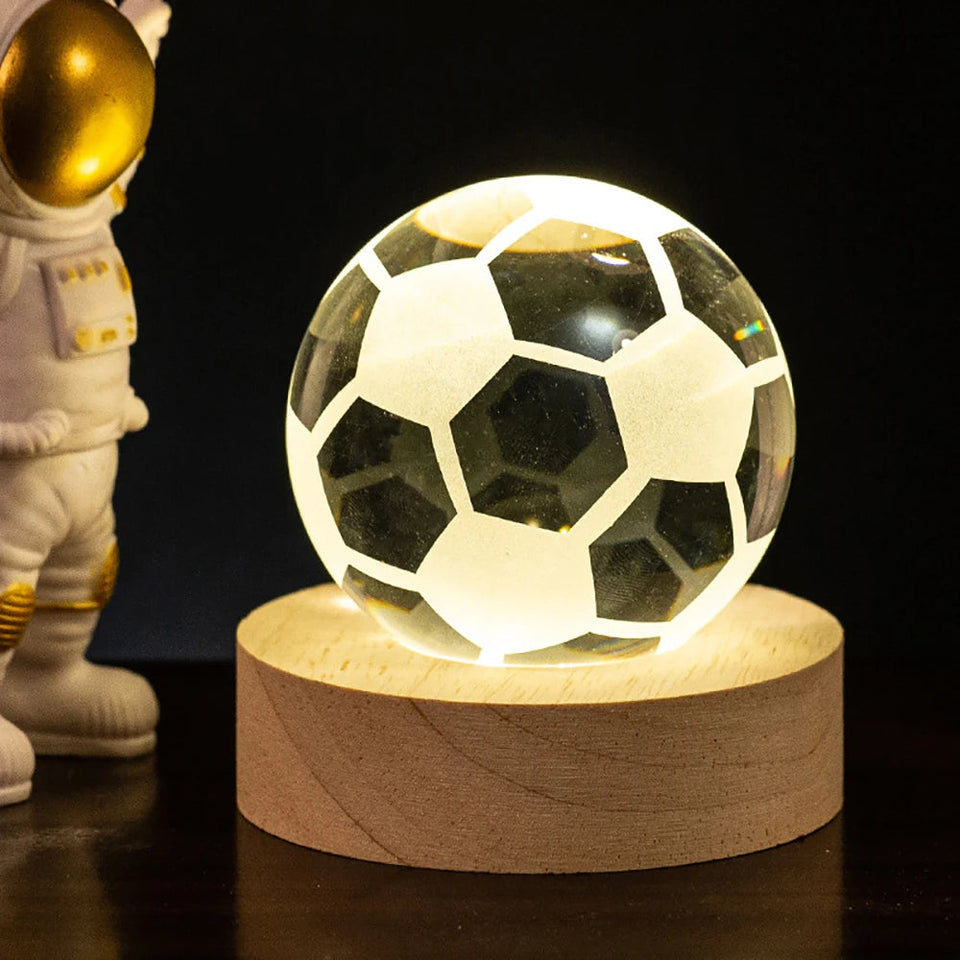 Celestial Glow: 3D Soccer Basketball Crystal Lamp