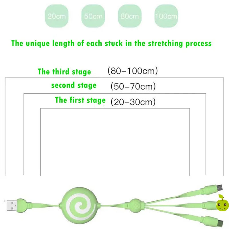 DANCINGFROG 3A 3-In-1 Fast Charging Cable