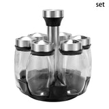 360° Rotating Spice Jar Glass Organizer