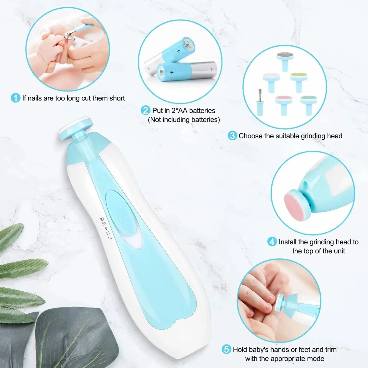 BabySafe 6-in-1 Electric Nail Trimmer & Care Kit