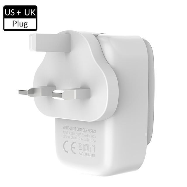 2 IN 1 USB Charger Adapter + LED Small Night Lamp