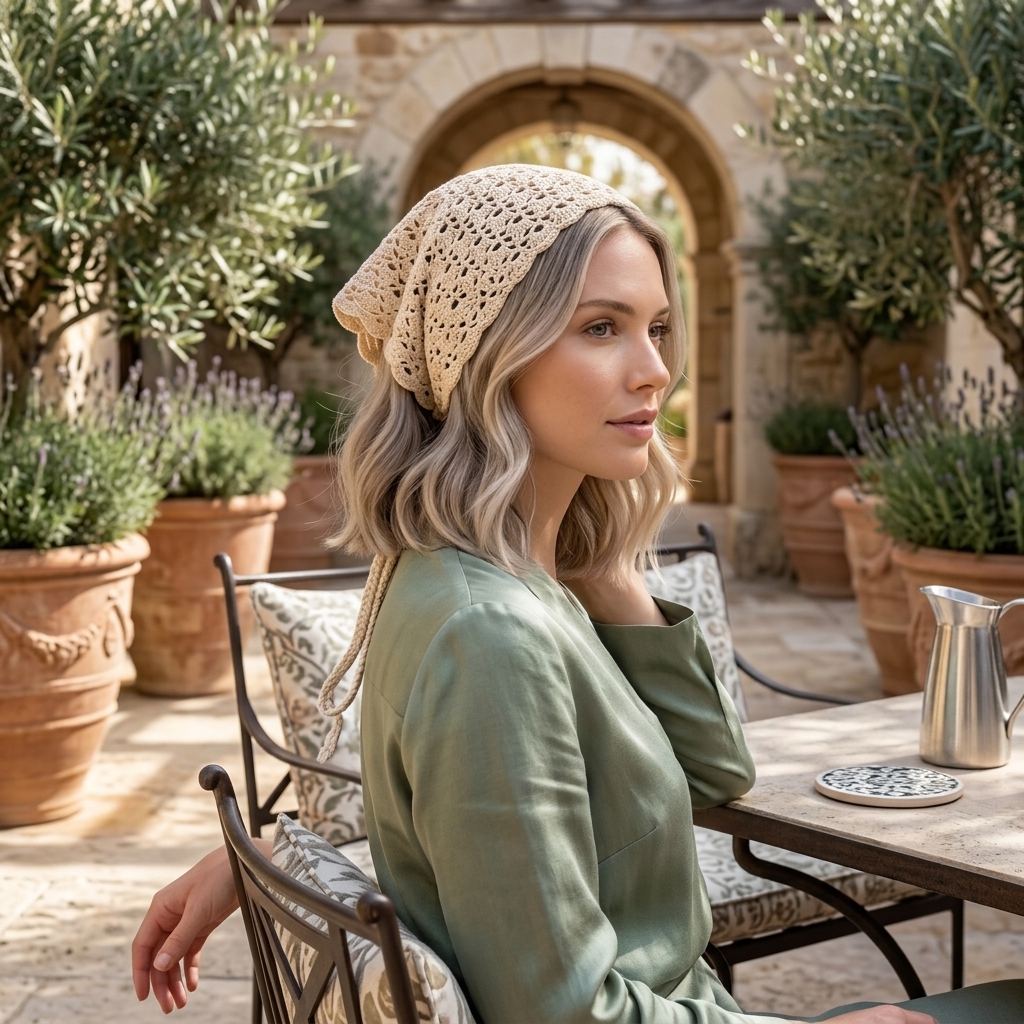Shell Stitch Vintage Floral Headscarf