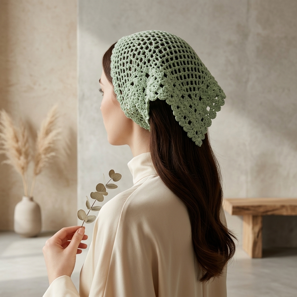 Floral Mesh Lace Headscarf