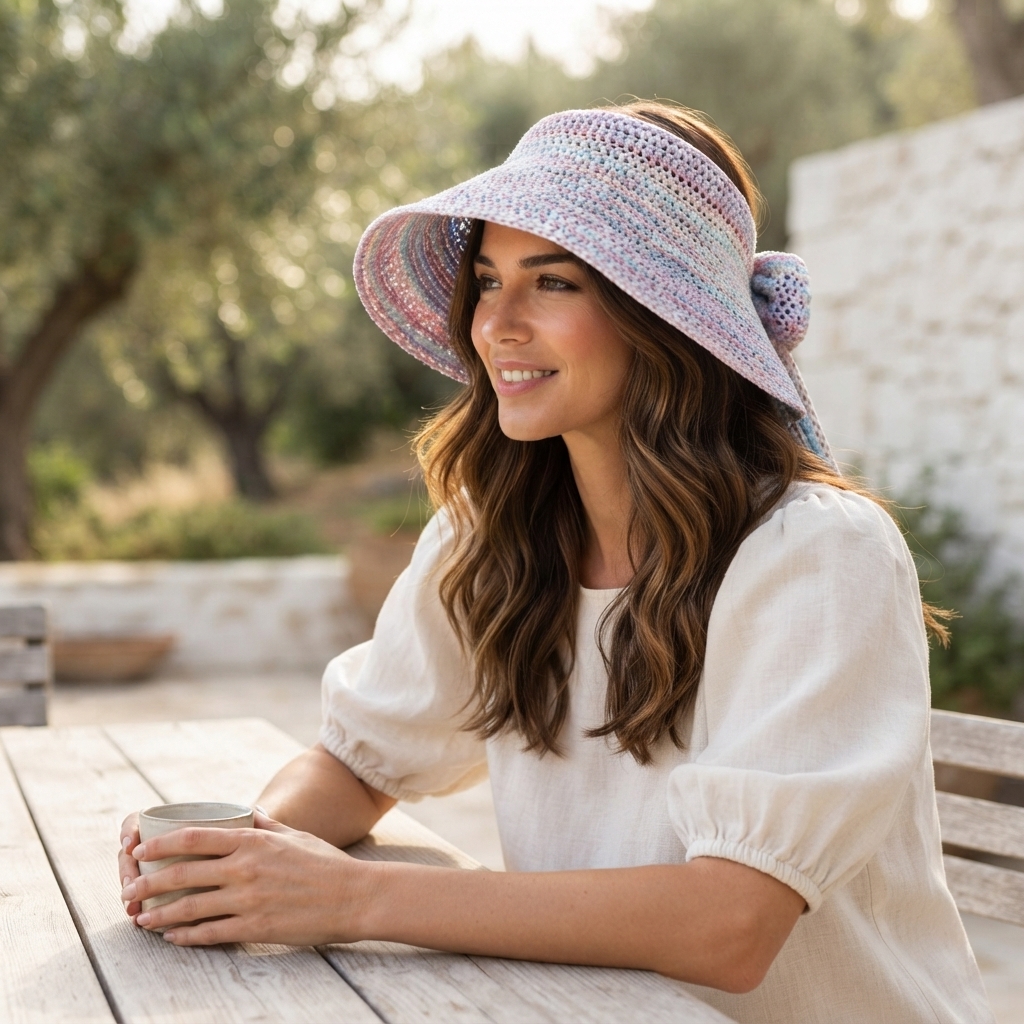 Nobody Expects a Crocheted Sun Visor to Look This Elegant